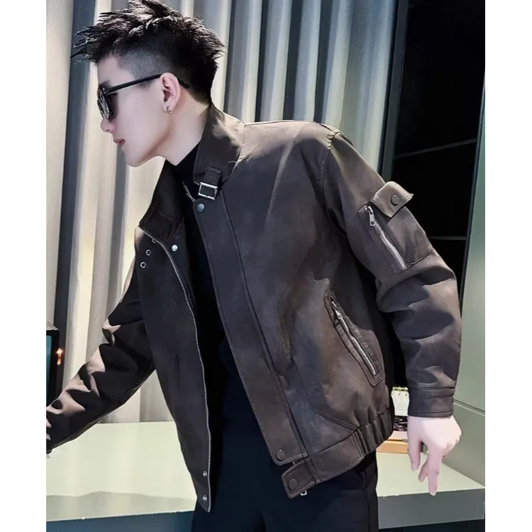 春秋款痞帅风炸街皮衣男士机车皮夹克2025新款修身韩版高级感外套