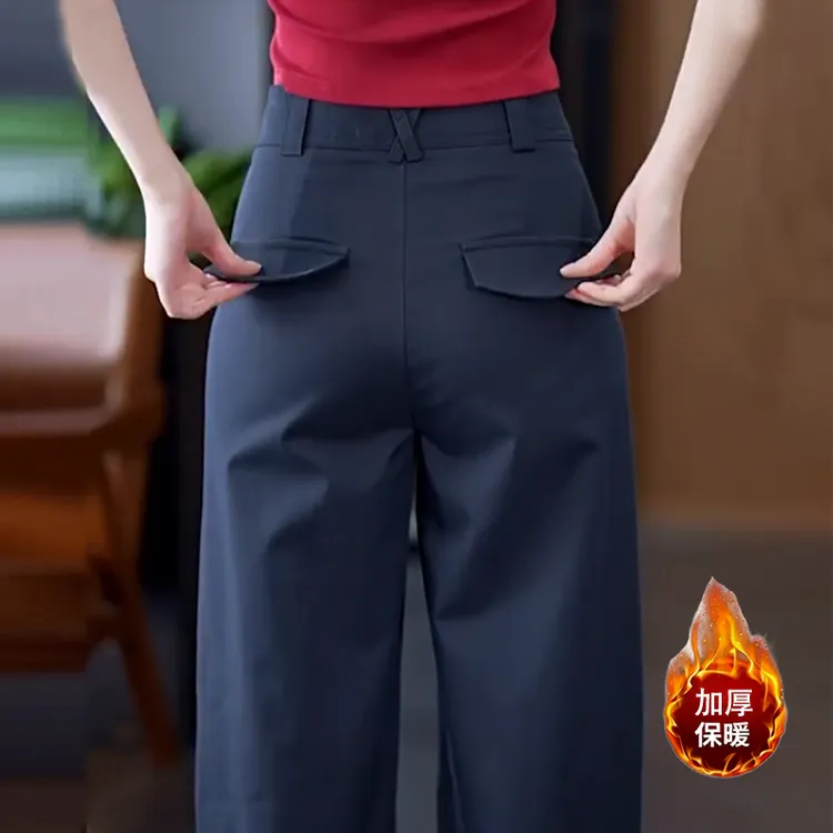 加厚天丝棉阔腿裤女秋冬爆款2025新款高腰显瘦宽松休闲舒适直筒裤
