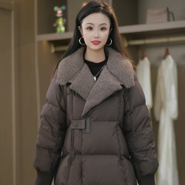 冬季高贵洋气优雅百搭大方减龄显瘦保暖白鸭绒羽绒服M-2XL