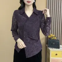 京亲2025秋季长袖植绒蕾丝衬衫领开衫气质百搭显瘦女人味上衣