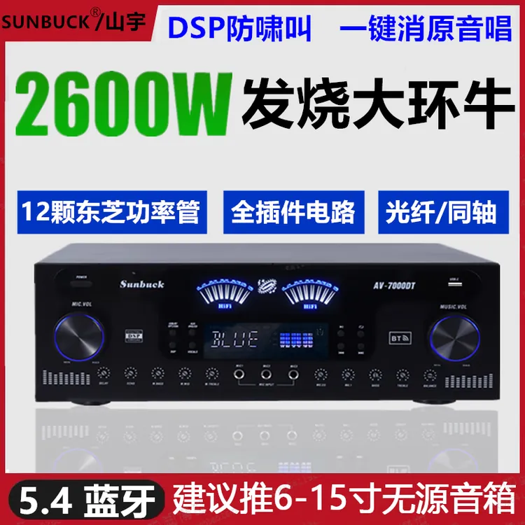 新款4通道大功率DSP蓝牙5.4一键消音KTV功放唱歌U盘播放可带15寸