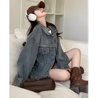 k608新款秋冬百搭时尚休闲设计感美式宽松慵懒风怀旧蓝牛仔外套