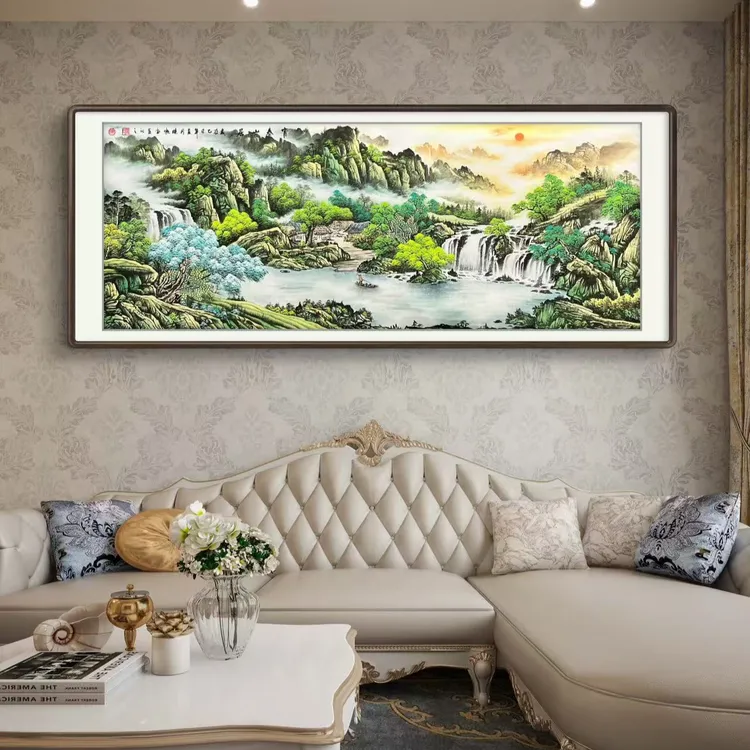 《富春山居》六尺横幅山水客厅办公国画挂画字画装饰客厅文玩探宝
