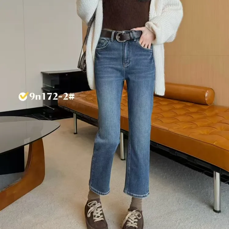 【摩姐姐欧韩】9n172-2秋冬磨毛高腰显瘦微弹烟管裤