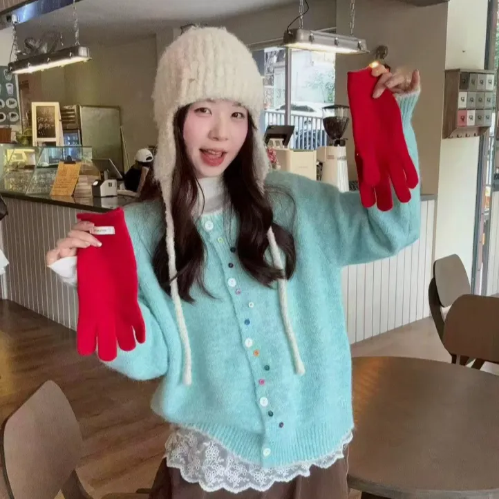 甜美风小众减龄气质长袖毛衣开衫女2025新款秋季显瘦百搭宽松上衣