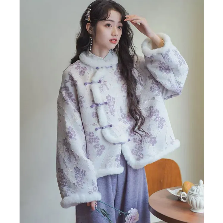 【月上藤萝】新中式改良旗袍女秋冬上衣阔腿裤少女国风套装