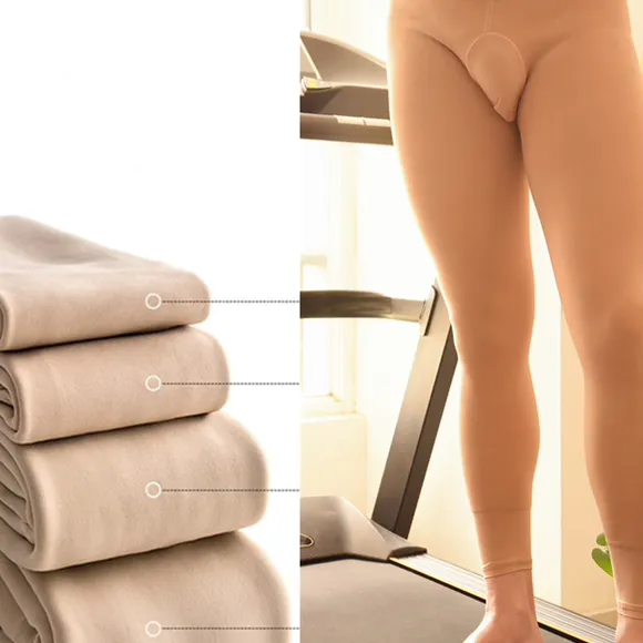 男光腿神器保暖裤连裤袜加绒加厚紧身毛裤性感男士加绒紧身打底裤