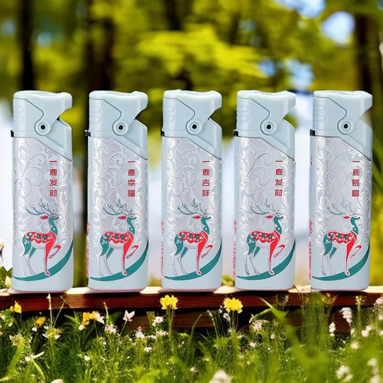 新款鱼嘴加宽加厚防爆防风打火机蓝焰直冲送男女礼物打火机金属