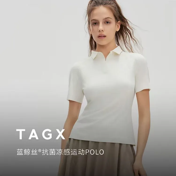 TAGX/探观蓝鲸丝POLO衫女夏新款凉感速干高尔夫户外短袖上衣9096