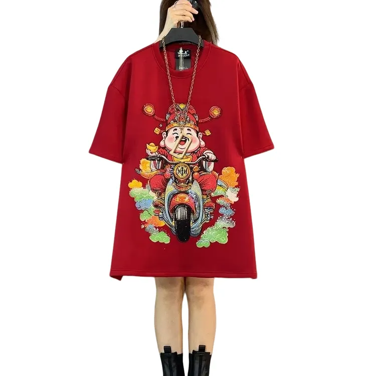 大维罗依 YDD新款大码85407款财神到烫钻轻奢大衫