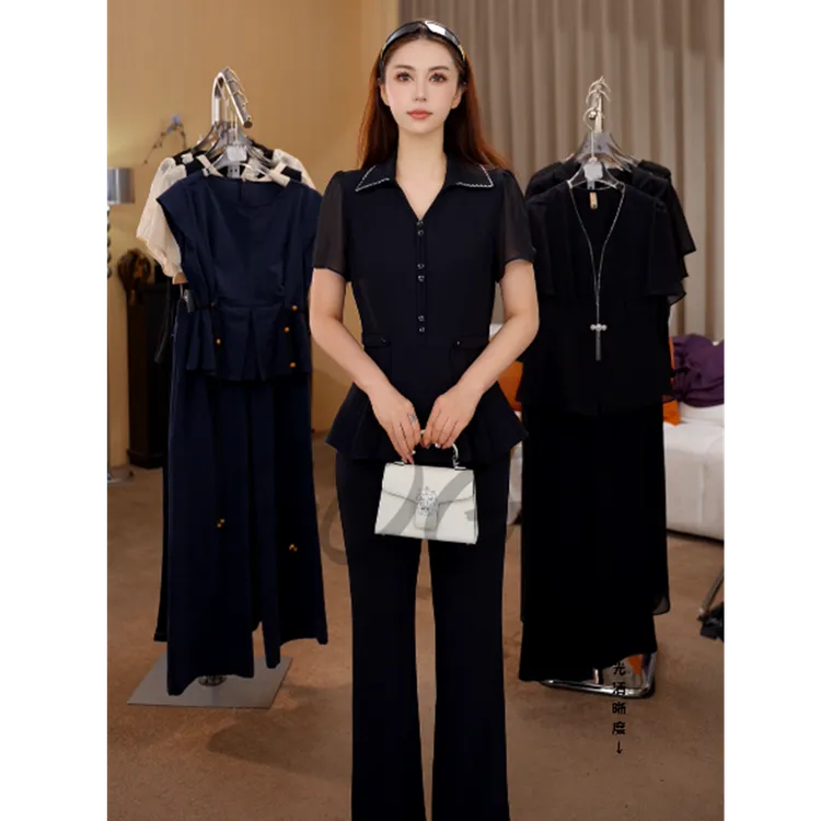 G6939质减龄洋气两件套2025夏季新款显瘦遮肉高端时尚妈妈套装