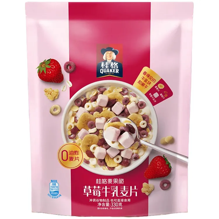 桂格麦果脆草莓牛乳味*袋装水果麦片速食营养早餐冷冲零食