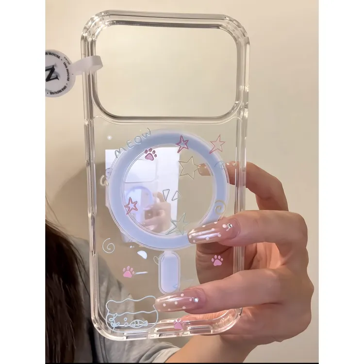 大孔磁吸适用苹果17手机壳13/14ProMax卡通iPhone16/INS风17P网红