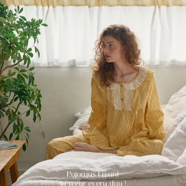 韩国UL家/2025春季娃娃领显白甜美睡衣家居服套装25107