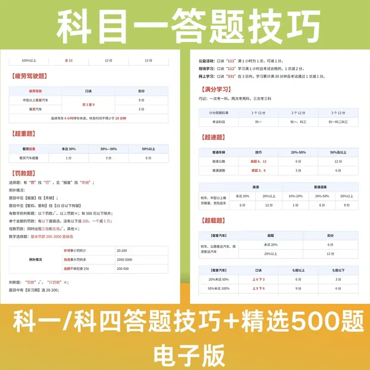 25年驾考新规科目一答题技巧答题速记口诀书最新版顺口溜全套资料