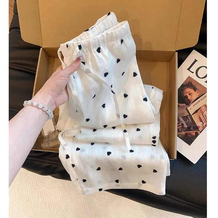 松弛感爱心亚麻休闲直筒裤女夏季薄款2025新款温柔风宽松阔腿裤韩