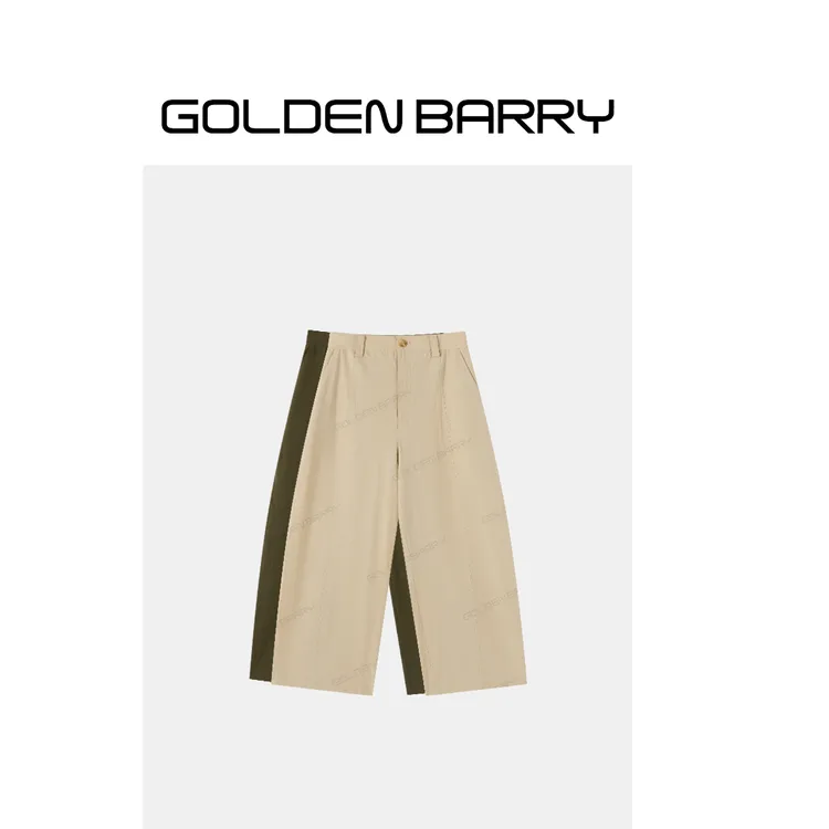 GOLDENBARRY「郊野寻踪」休闲工装弯刀裤时尚宽松阔腿长裤556004