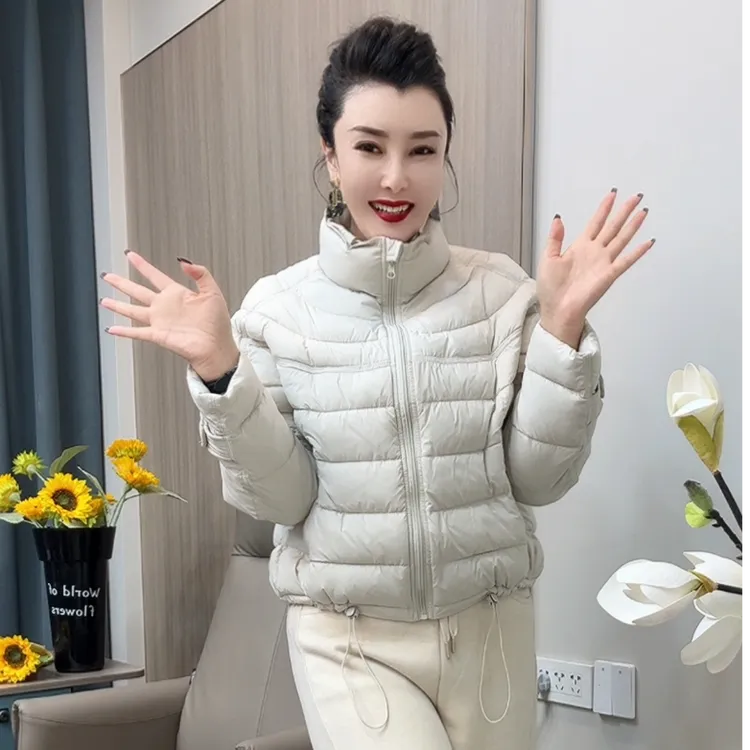 25659排骨棉服-短款立领简约肯豆风棉服秋冬宽松休闲纯色厚外套