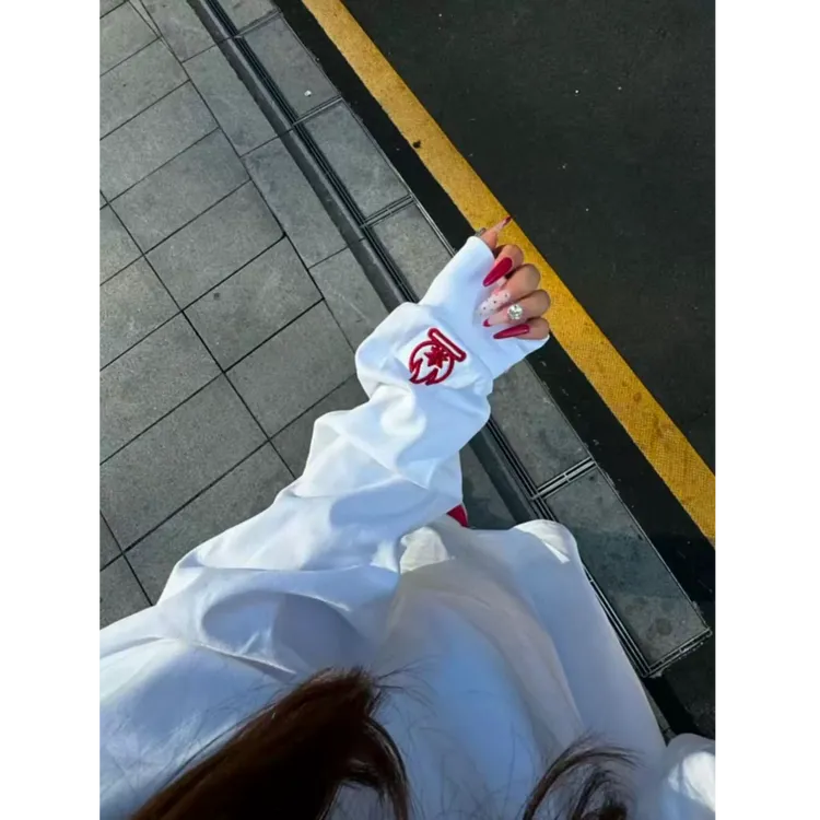 LIGGICC小火苗刺绣卫衣男春秋美式重磅长袖T恤cleanfit内搭打底衫