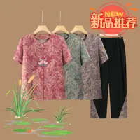 老人老太中国风奶奶装中老年妈妈装春秋老年人喜妈妈衬衫夏季红色