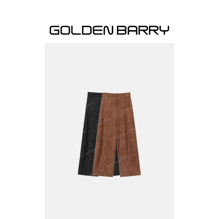 GOLDENBARRY「旷野」松弛感休闲裤百搭简约宽松提花阔腿裤516004