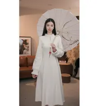 【品牌撤柜款ZB】拼接中长款拉链复古秋冬旗袍连衣裙新中式L330163