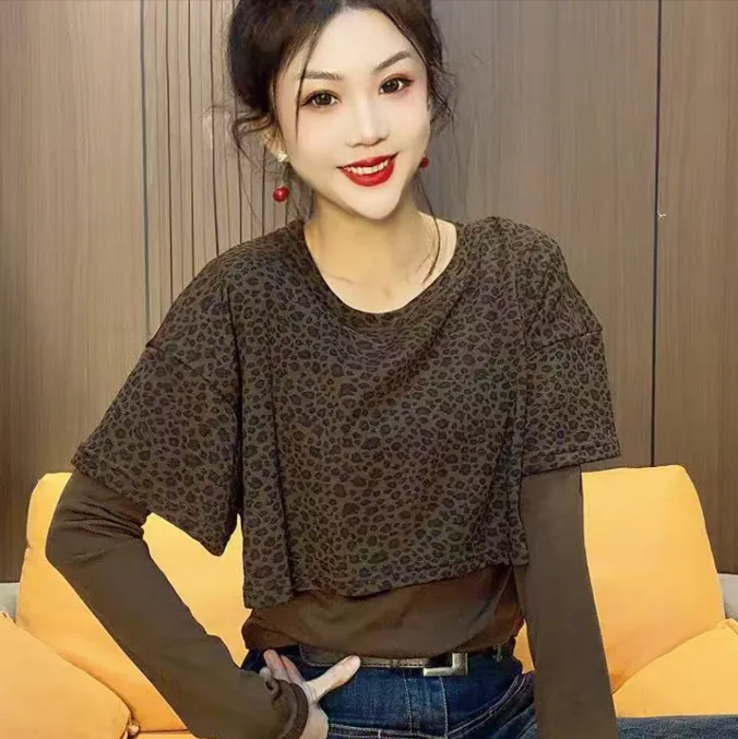 10371 洋气时尚假两件欧货衫