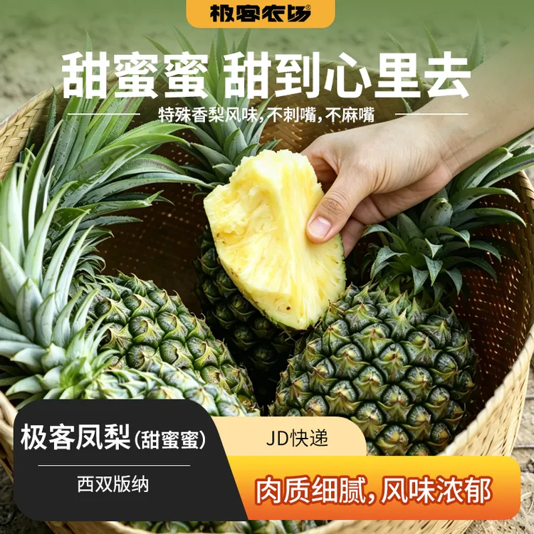 极客甜蜜蜜凤梨 肉质细腻风味浓郁汁水丰盈纤维少绿果也放心吃