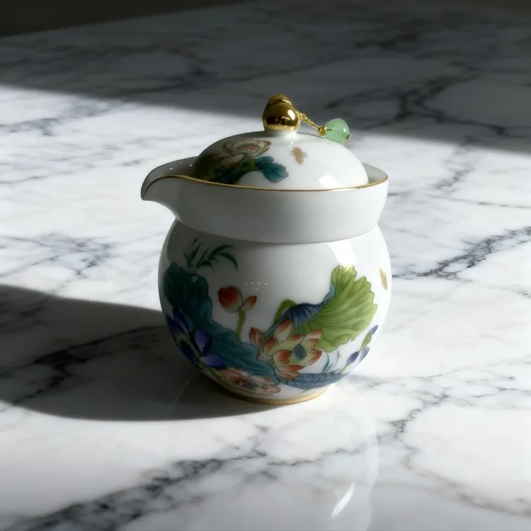 【瓷理陶理】金葫芦-彩荷花幸福和美旅行茶具套装适合旅行套装茶具