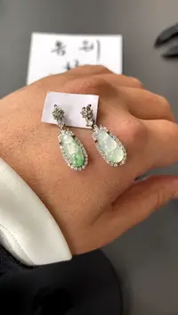 【闪购商品】翡翠耳饰银S925镶嵌买断价