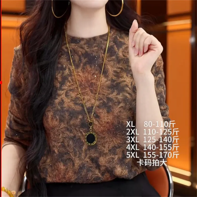 2025新款 宽松 设计感 气质 澳绒打底衫百搭时尚显瘦复古印花圆领