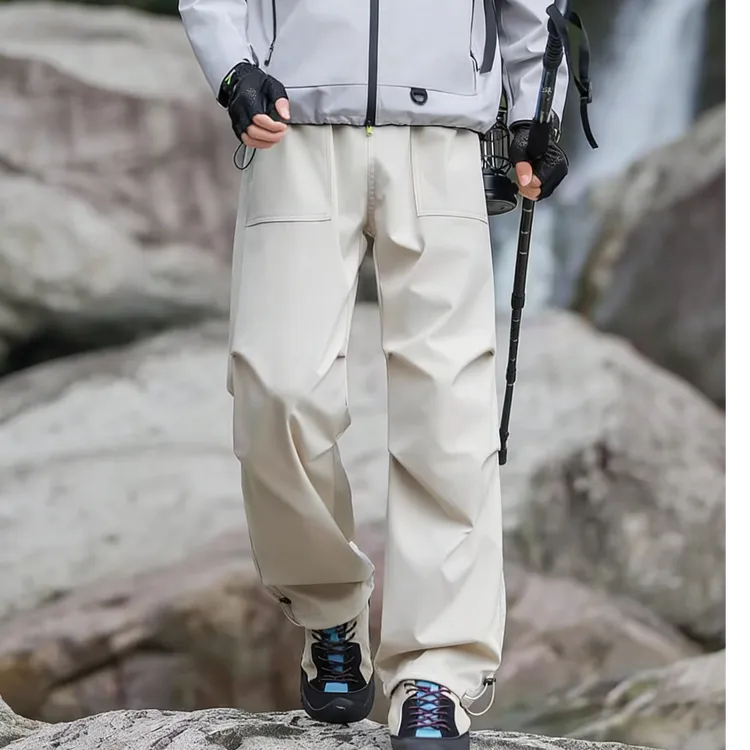 FINALSENSE秋冬新款日系贴布褶皱百搭直筒宽松潮流抽绳冲锋工装裤