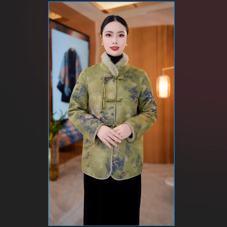 【春意牡丹】2025秋冬季新款宽松双面穿皮毛一体大衣女外套水貂毛领