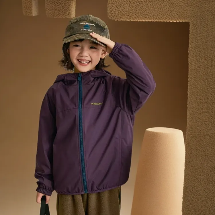 【2025秋季新款】儿童小软壳户外冲锋衣纯色普通外套女童男童童装