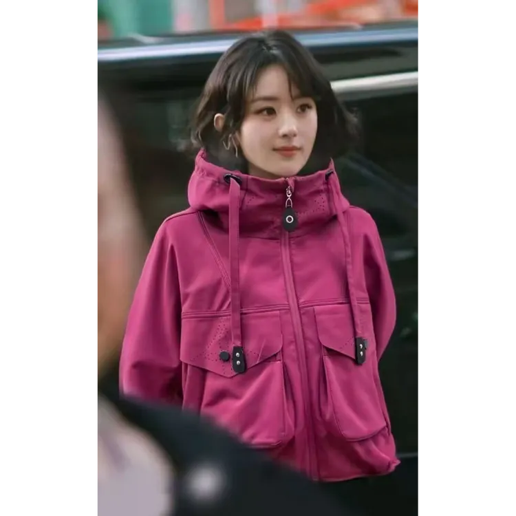 【赵丽颖同款】早秋工装宽松型上衣女款休闲户外连帽冲锋衣外套