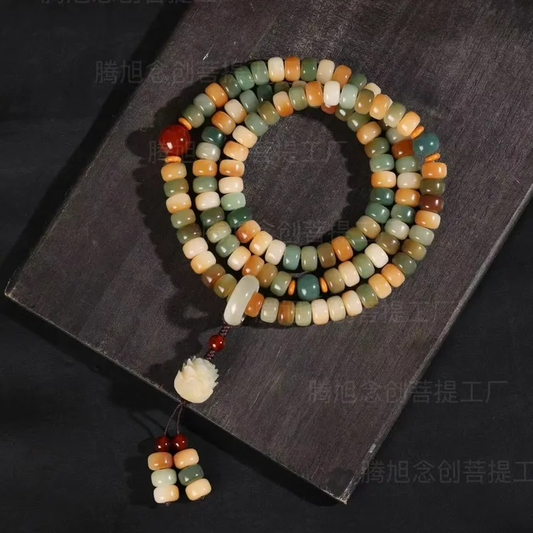 【敦煌药片珠】天然菩提根手串念珠108颗原创男女菩提根复古毛衣链
