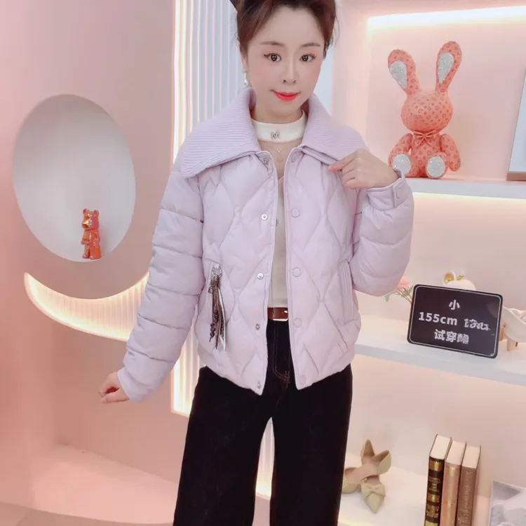 棉服女2025冬季新款时髦洋气小个子短款大翻领加厚棉袄外套潮