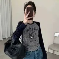 1289小狗日记 档口爆款撞色卡通磨毛T