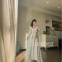 【现货】LUOLUOZ【云袖裁春】气质绝美假两件时尚长款连衣裙JF589