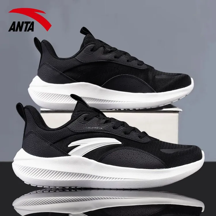 安踏正品休闲男鞋跑鞋春季网面透气跑步鞋春季网鞋轻便黑色运动鞋商品图