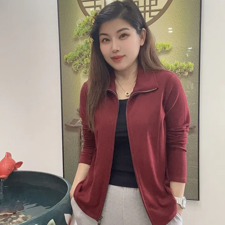 怡特美【棉暖肤绒-拉链开衫】秋上新时尚翻领流光风显瘦开衫256609