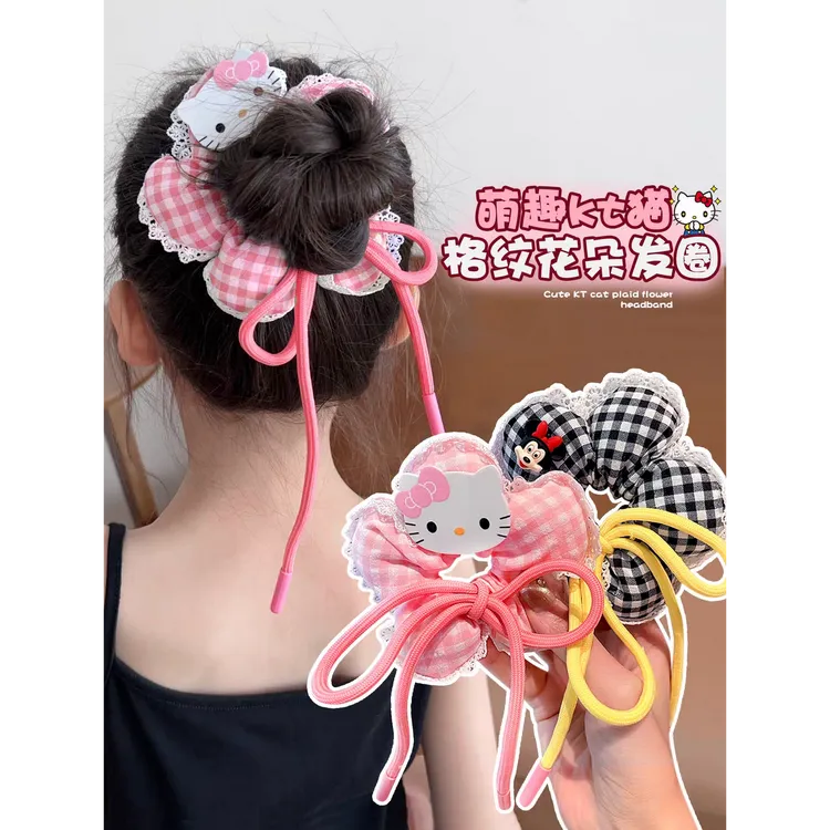 【俏萌宝】可爱kt猫花朵发圈儿童扎丸子头发绳宝宝扎发头花头绳发饰