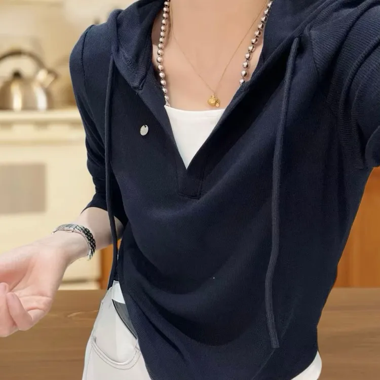 欧朵琦【品牌正品】假两件帽衫卫衣连帽时尚百搭