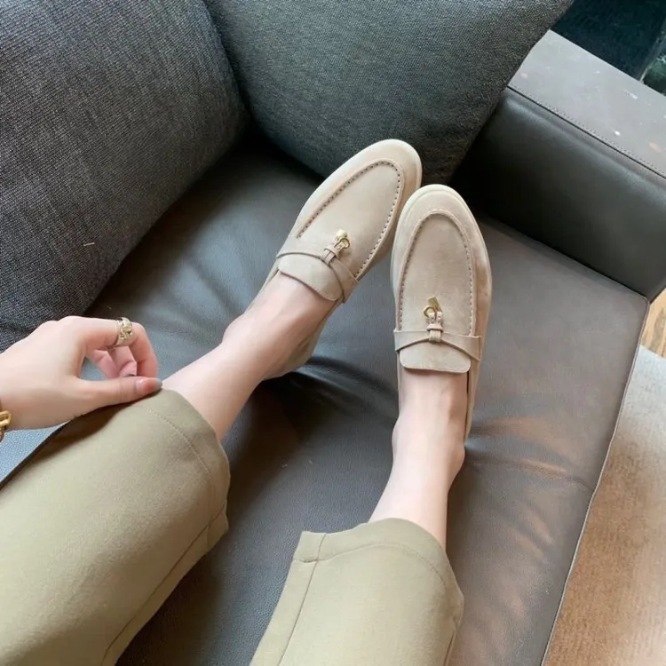 【闪闪Studio】LP锁扣乐福鞋女内增高懒人一脚蹬百搭软底单鞋老钱风