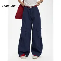 【FLARE SOIL】（现货）美式阔腿裤莱赛尔棉情侣复古工装裤子T412B