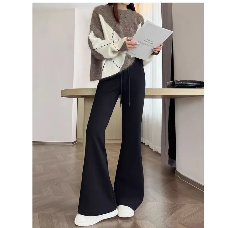 猫猫家加长女裤厚款加绒微喇裤WJcan丝微喇