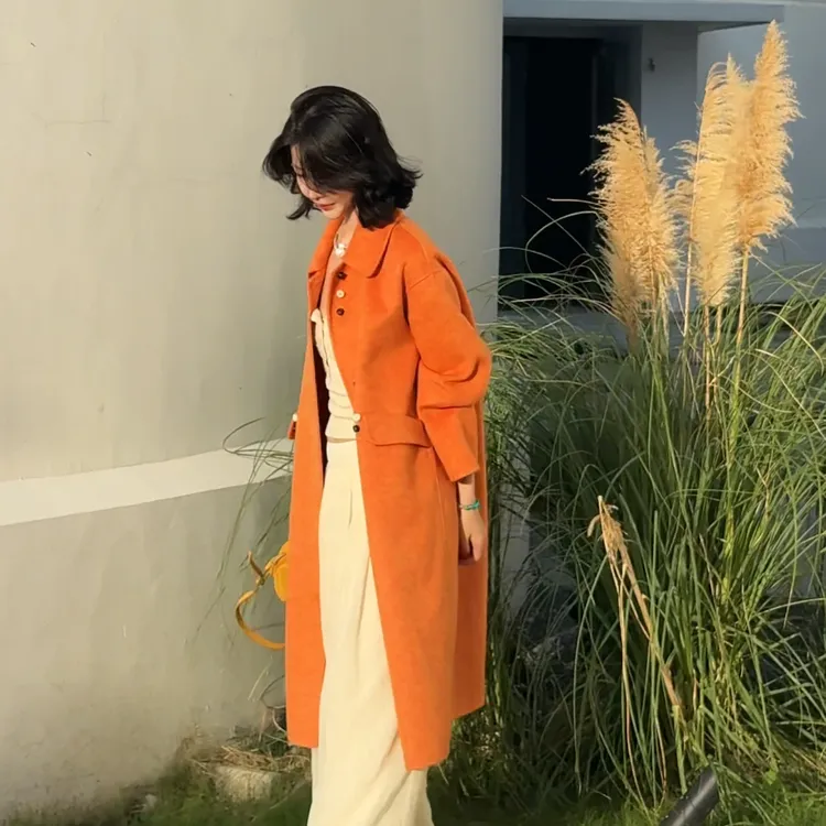 7LU千河《流光琥珀》拿捏氛围感秋冬澳洲绵羊毛韩版大衣