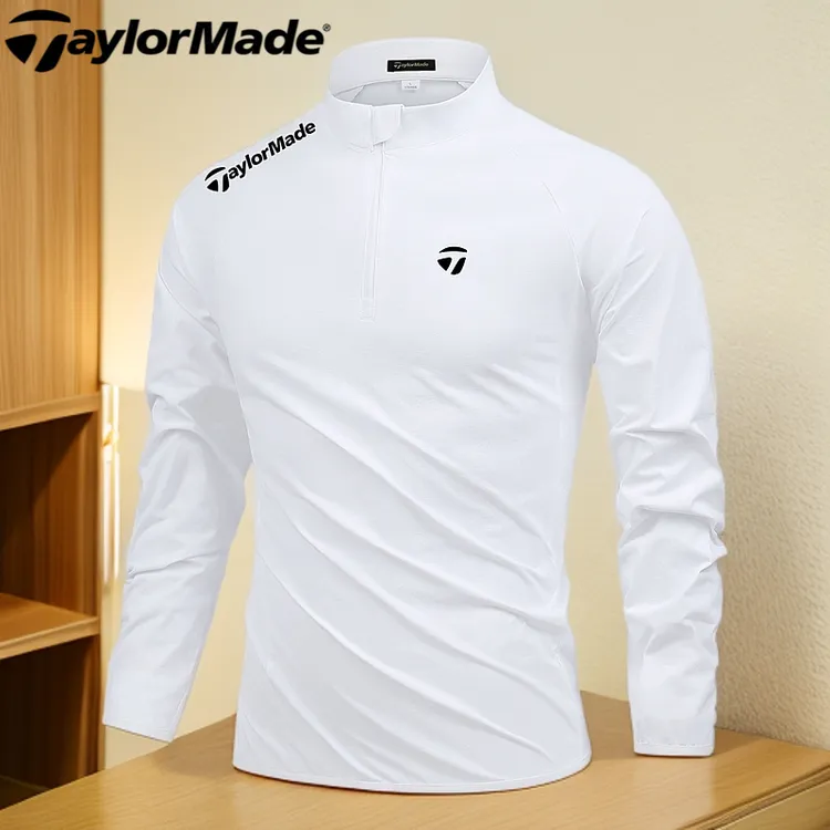 Taylormade泰勒梅高尔夫服装户外运动防晒透气长袖衫上衣立领男装