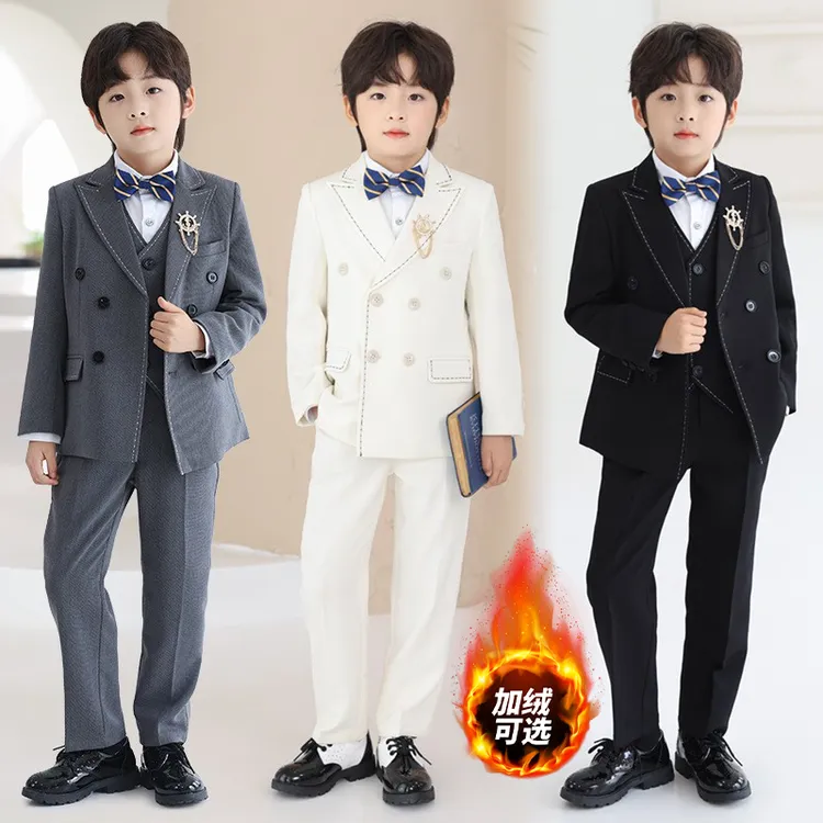 儿童演出西装礼服秋季新款纯色小西服花童婚礼主持人西服套装绅士