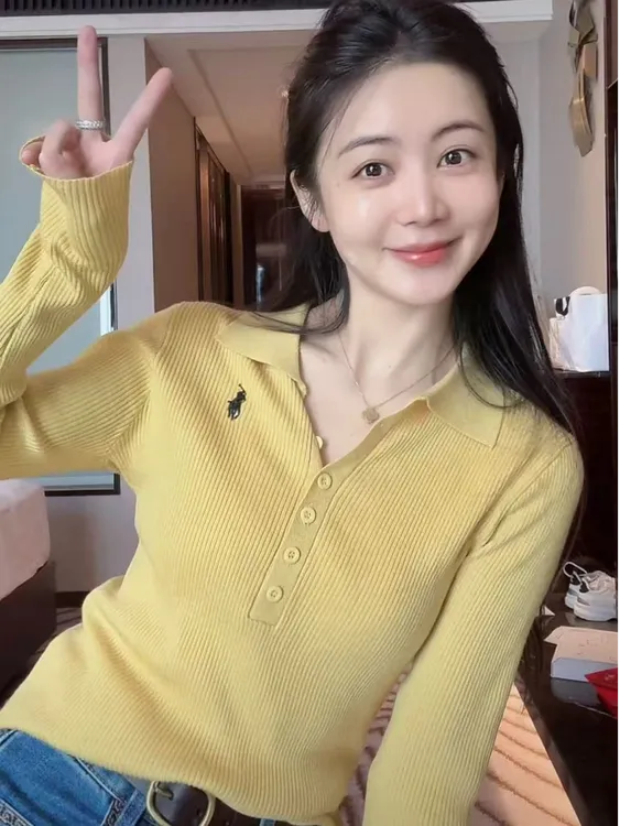 【老钱风】韩版时尚翻领长袖洋气刺绣针织打底毛衣SC0162HH